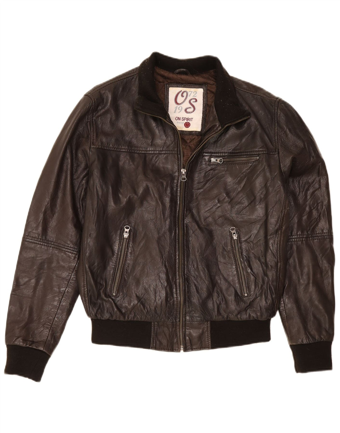 On Spirit Herre Læderjakke IT 48 Medium Brun