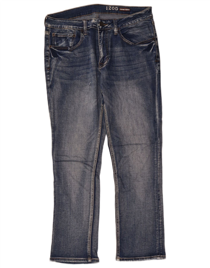 Izod Herre Comfort Stretch Slim Jeans W34 L30 Blå Bomuld