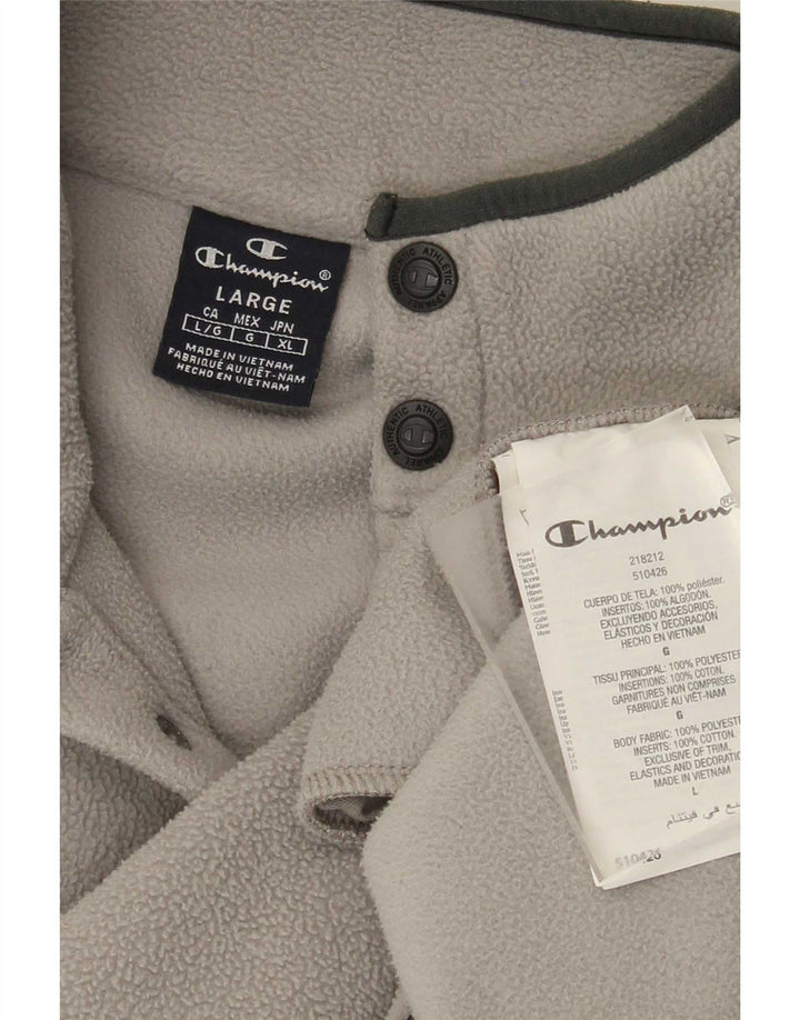 Champion Herre Button Neck Fleece Jumper Stor Grå Polyester