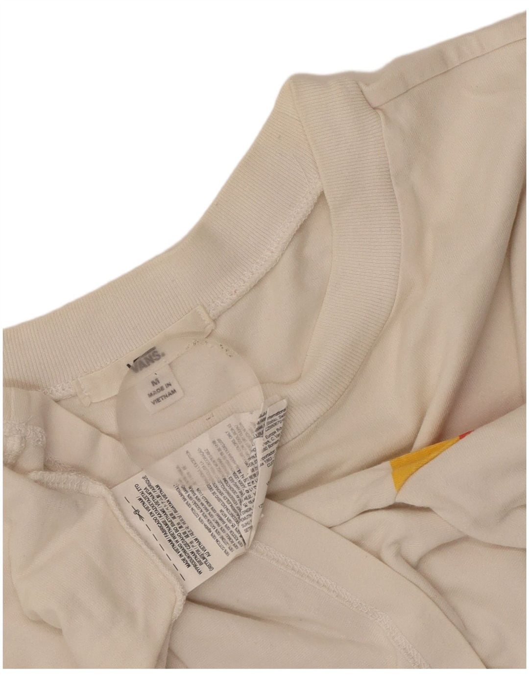 Vans Dame Crop Grafisk T-Shirt Top UK 14 Medium Off White Stribet