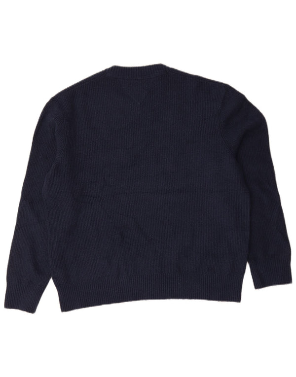 Tommy Hilfiger Herre Crew Neck Jumper Sweater Large Navy Blue Polyester