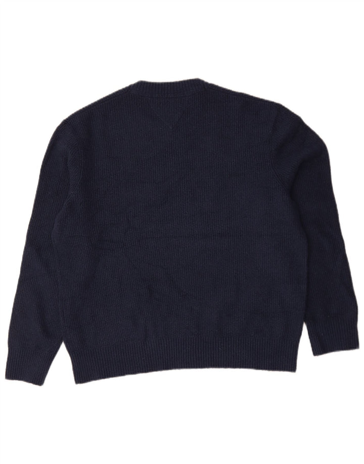 Tommy Hilfiger Herre Crew Neck Jumper Sweater Large Navy Blue Polyester