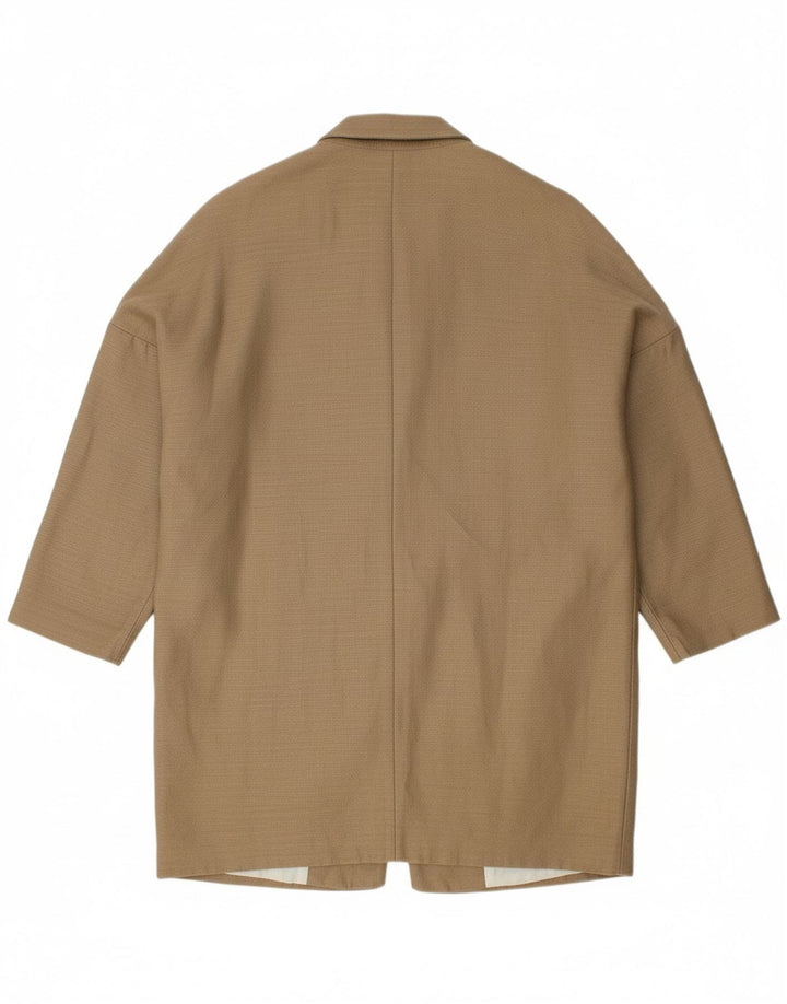 BENETTON Womens Oversized Overcoat UK 10 Small Beige Cotton