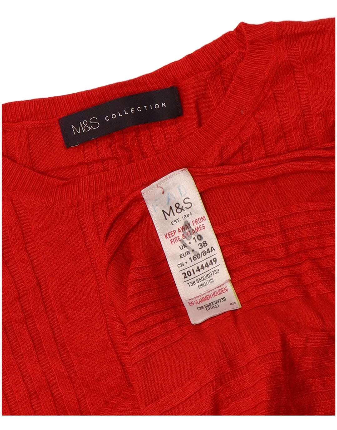 Marks & Spencer Dame Crop Crew Neck Jumper Sweater UK 10 Small Red