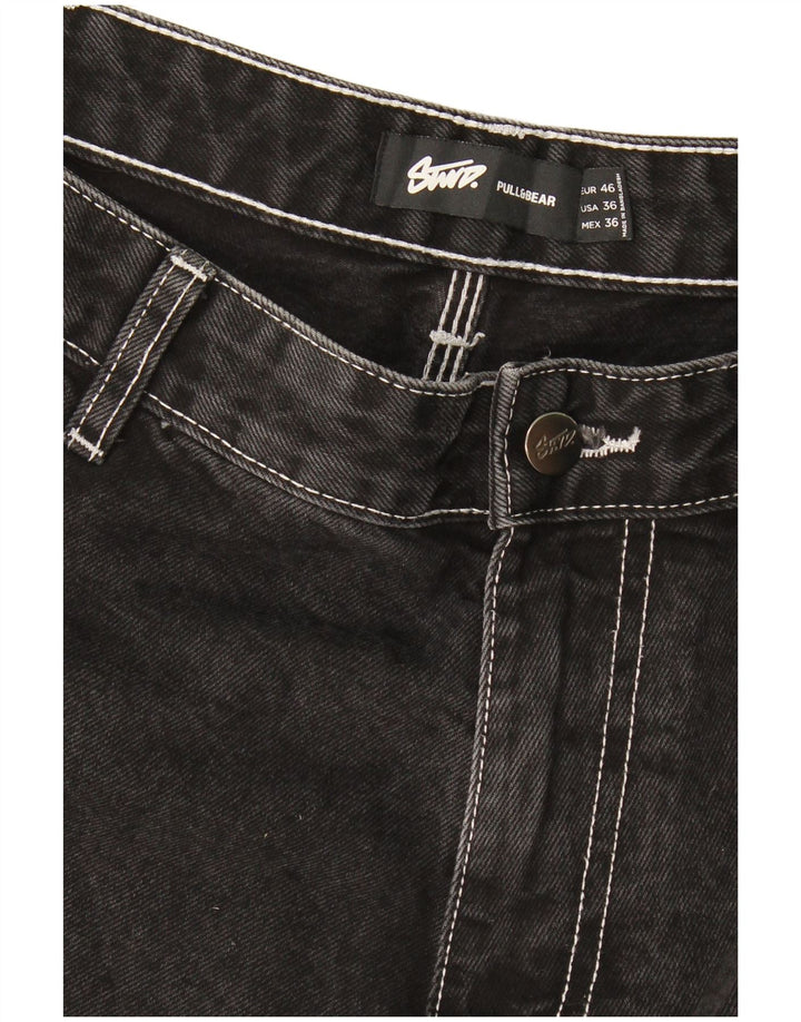 Pull & Bear Herre Cargo Denim Shorts EU 46 XL W36 Sort