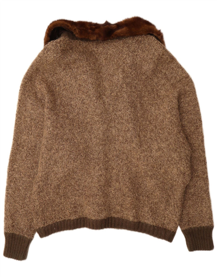 VINTAGE Dame Cardigan Sweater UK 18 XL Brun