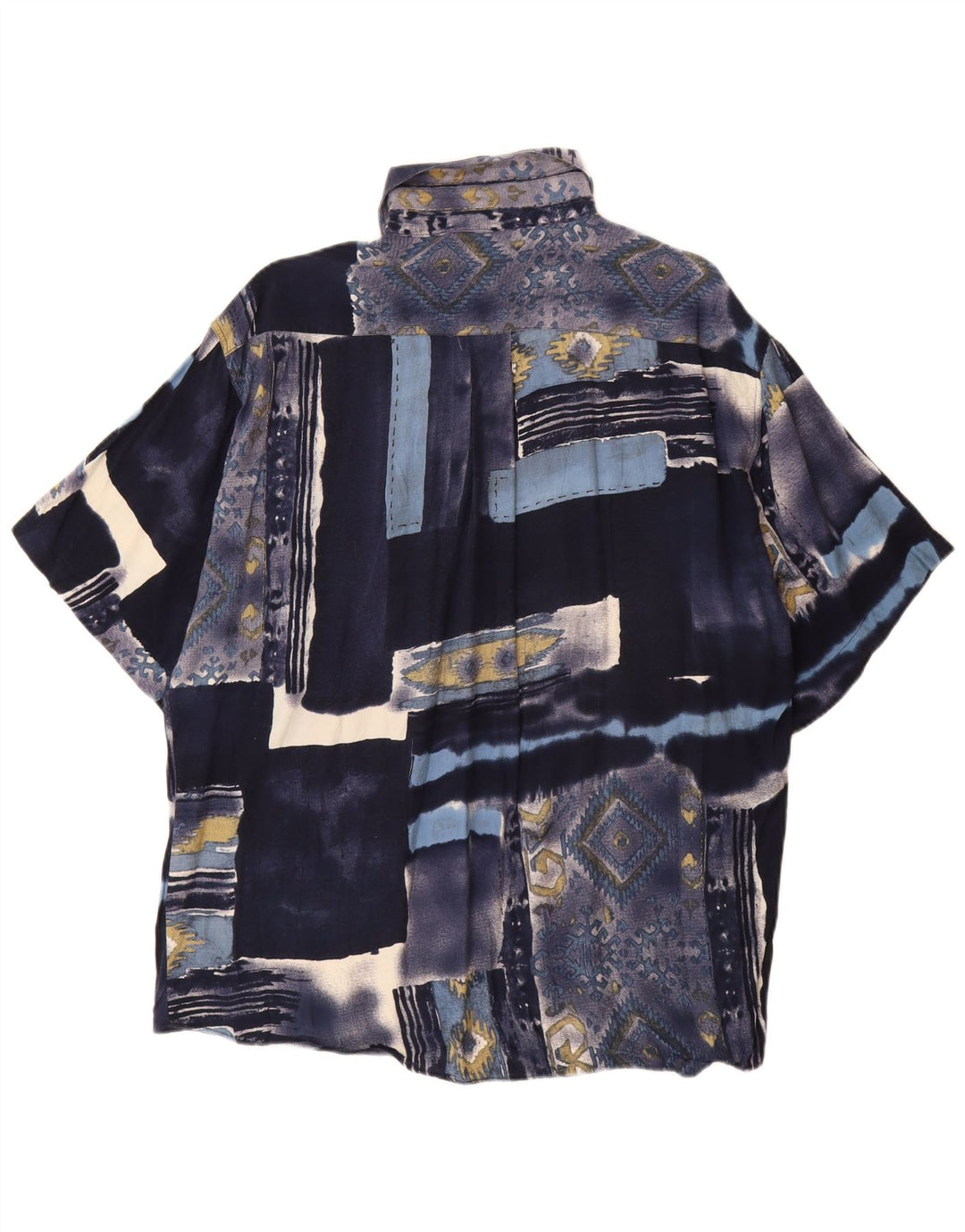 TIPO'S Kortærmet Herreskjorte Stor Marineblå Patchwork Viscose