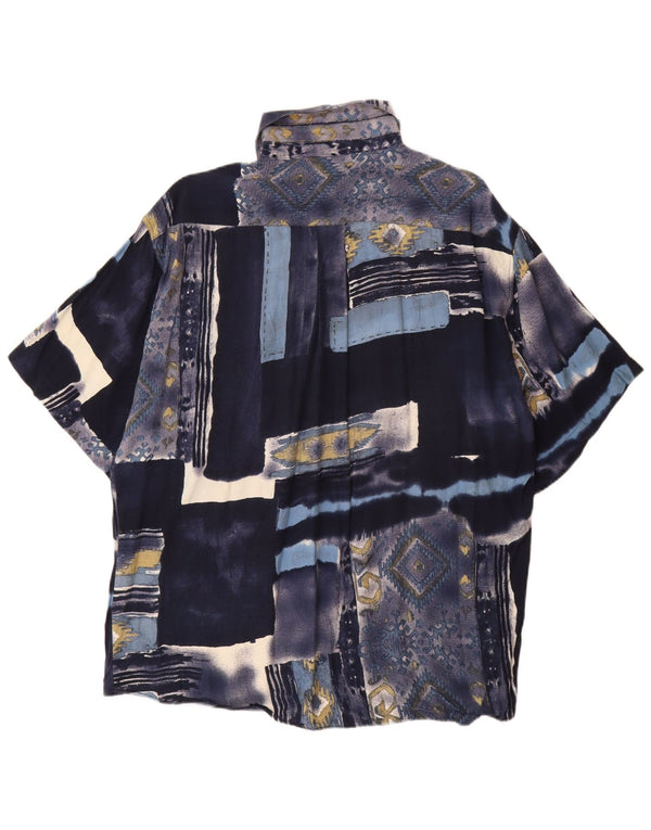 TIPO'S Kortærmet Herreskjorte Stor Marineblå Patchwork Viscose