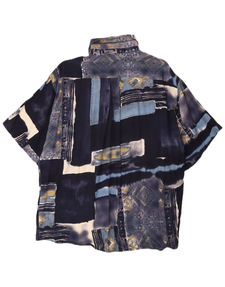 TIPO'S Kortærmet Herreskjorte Stor Marineblå Patchwork Viscose