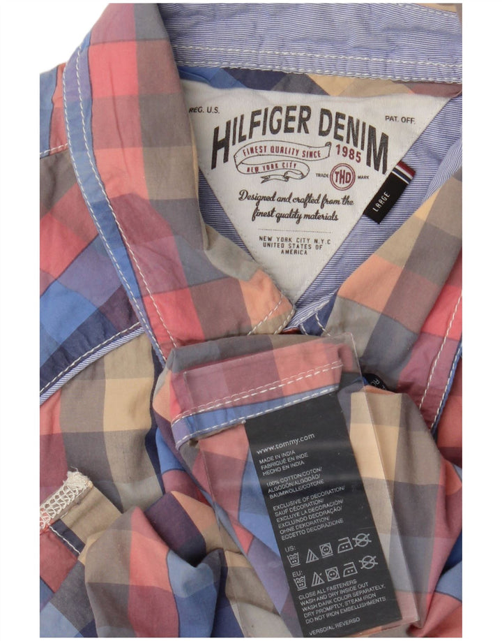 Tommy Hilfiger Herre grafisk kortærmet skjorte Stor flerfarvet ternet