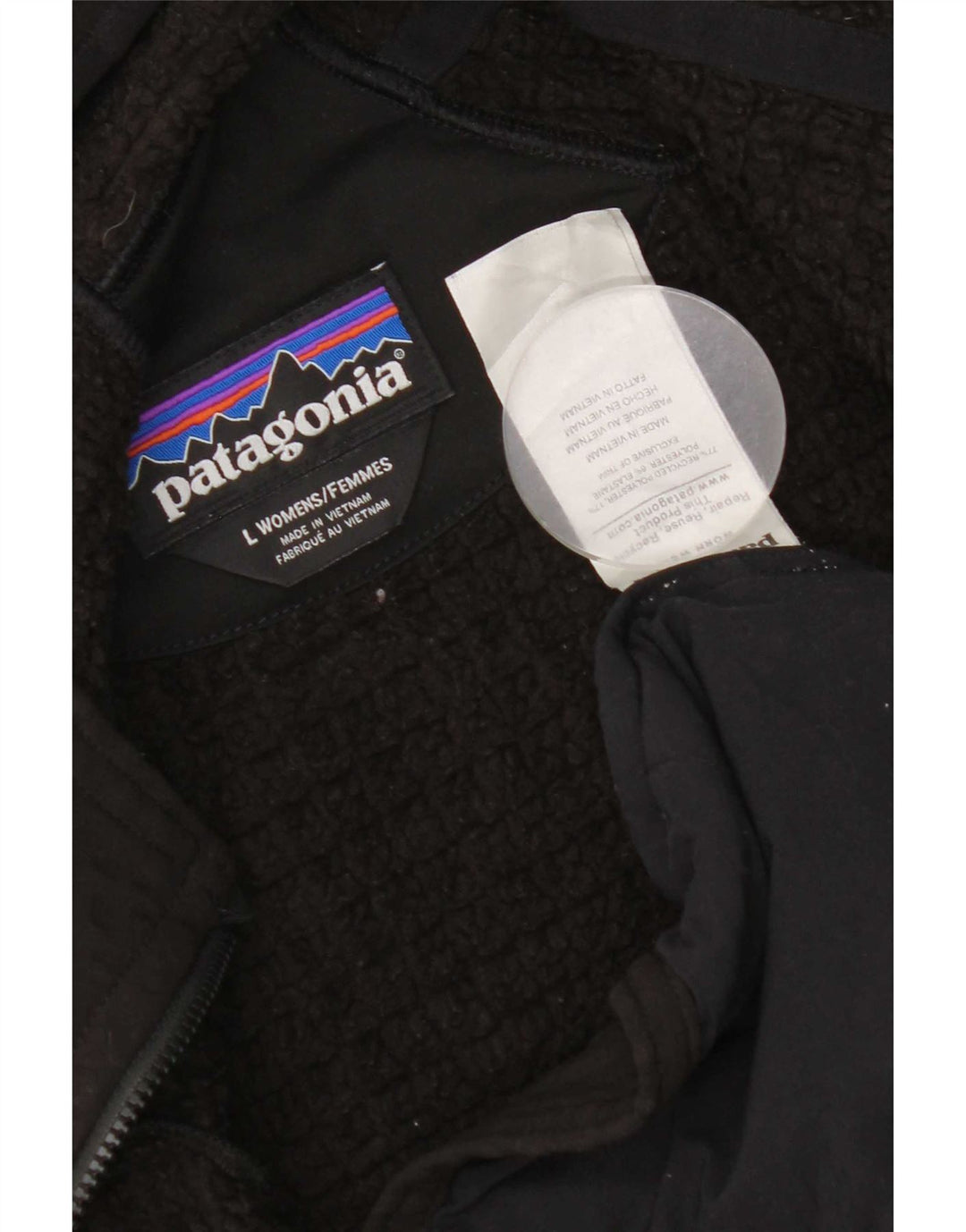 Patagonia Dame Hættedragt Topjakke UK 14 Stor Sort Polyester