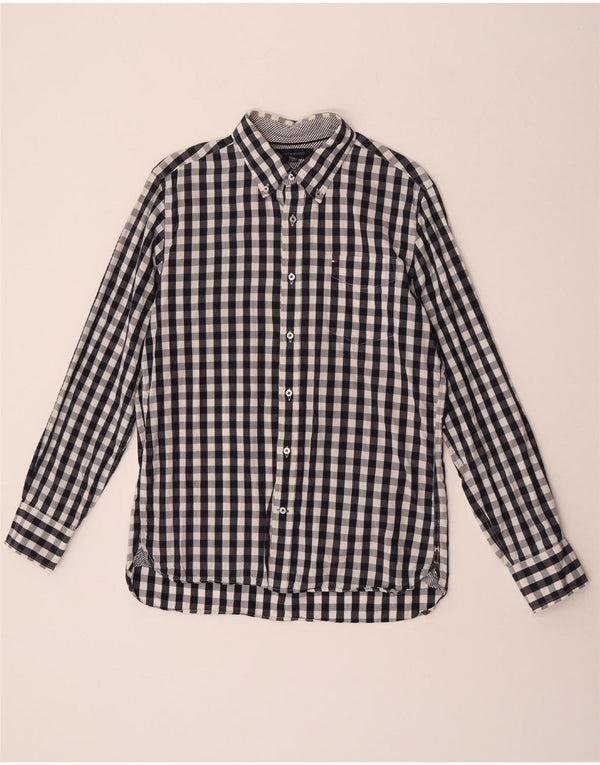 Tommy Hilfiger Herre Custom Fit skjorte størrelse 15 1/2 16 Medium Blue Gingham