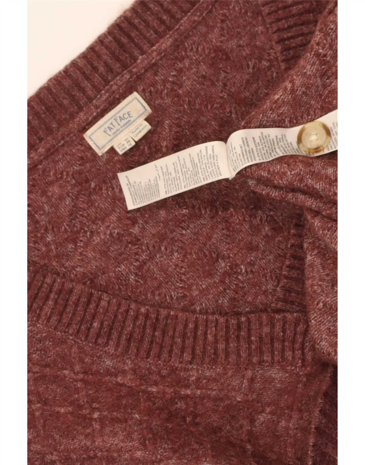 Fat Face Dame V-hals Jumper Sweater UK 20 2XL Burgundy Polyester