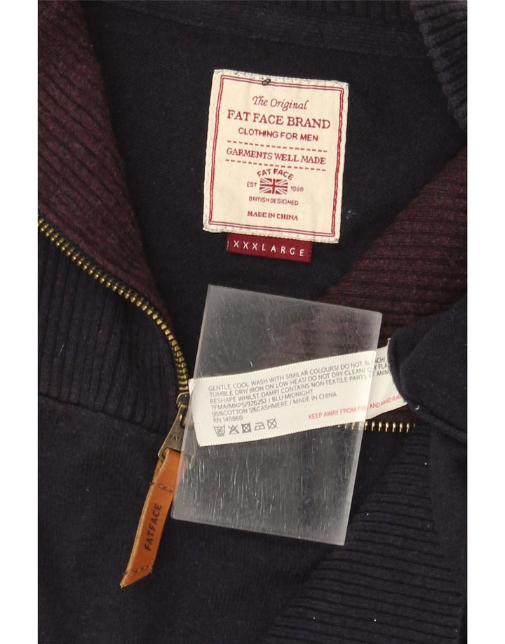 FAT FACE Herre lynlås-hals sweater 3XL marineblå bomuld