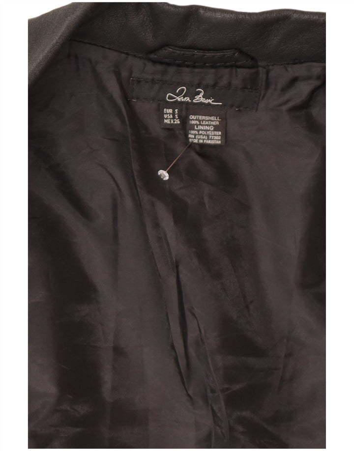 Zara Dame 2 Knaps Læder Blazer Jacket UK 10 Lille sort læder