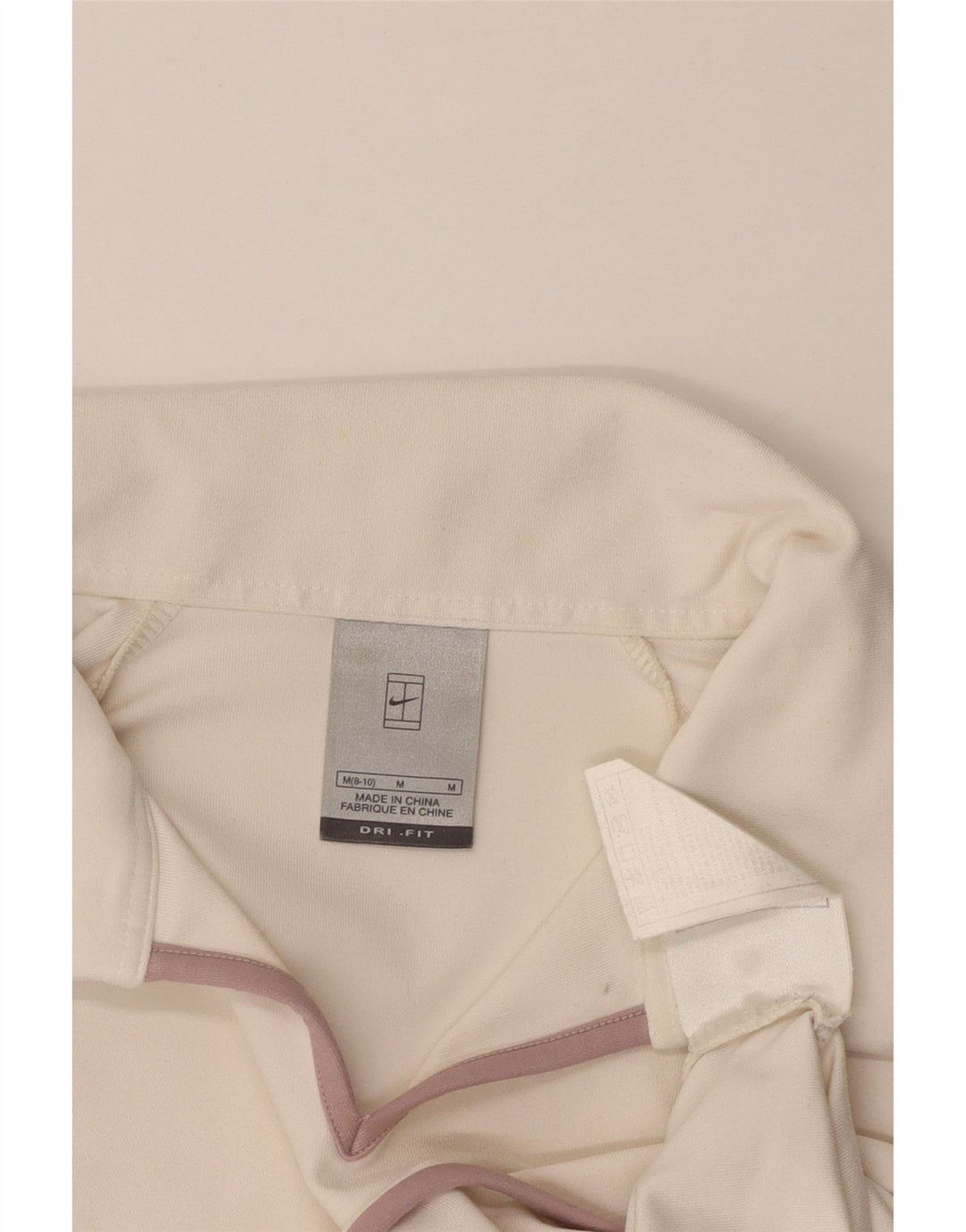 NIKE Dame Dri Fit Crop Polo Shirt US 8/10 Medium White Polyester