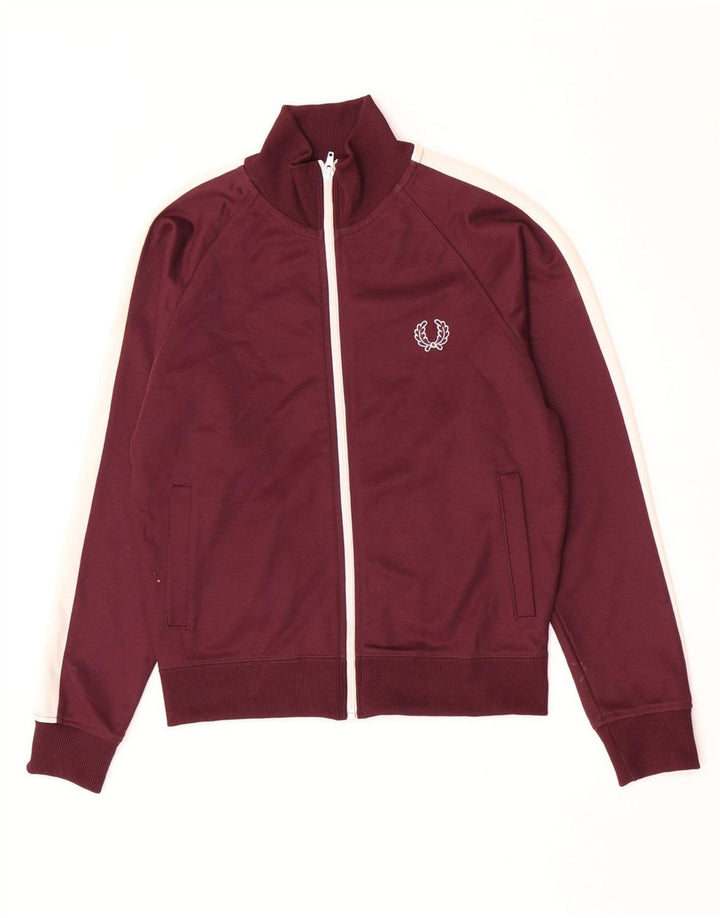 Fred Perry Boys træningsdragt topjakke 9-10 år Medium Maroon Colourblock
