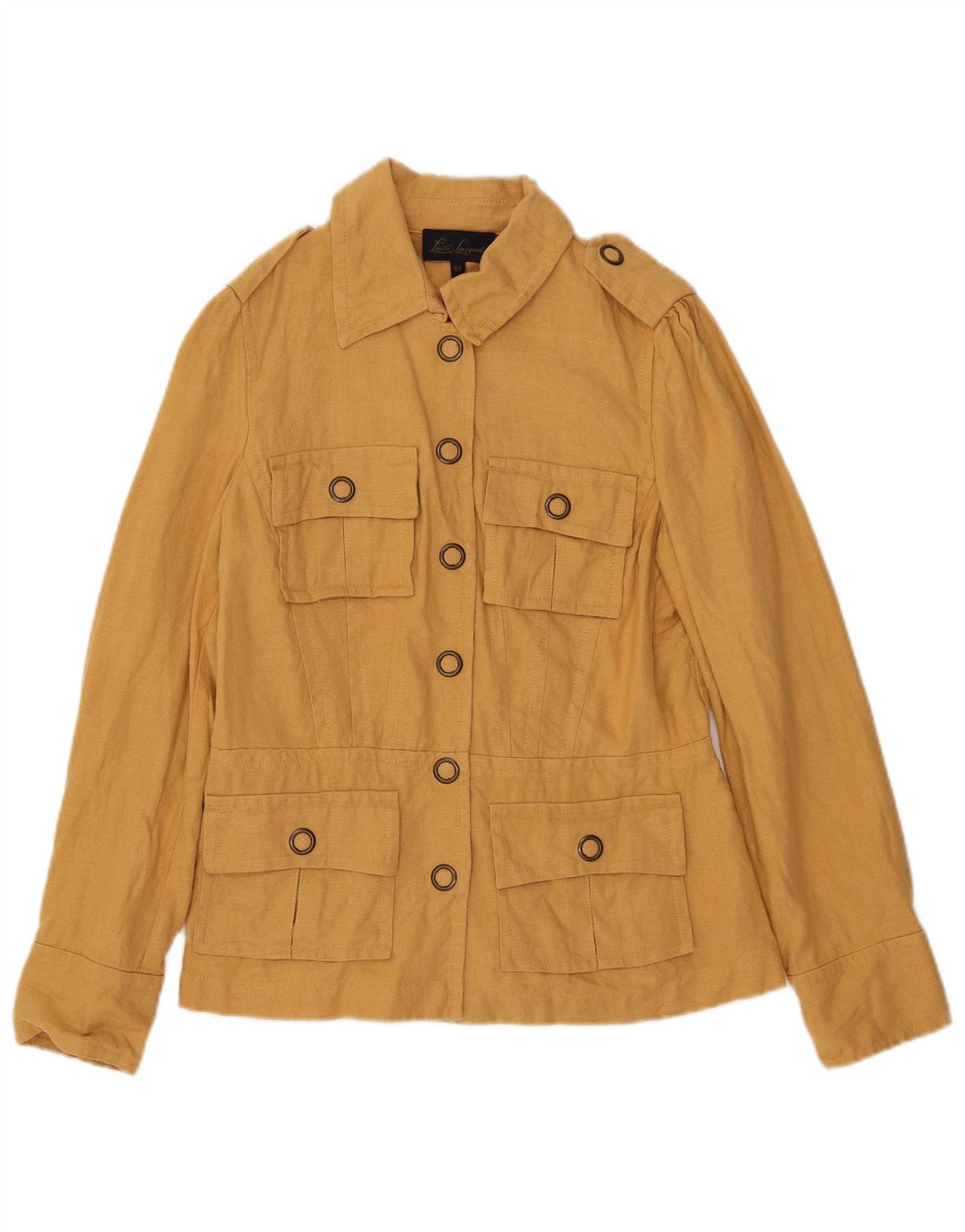 Luisa Spagnoli Dame Military Utility Jacket IT 44 Medium Yellow Linen