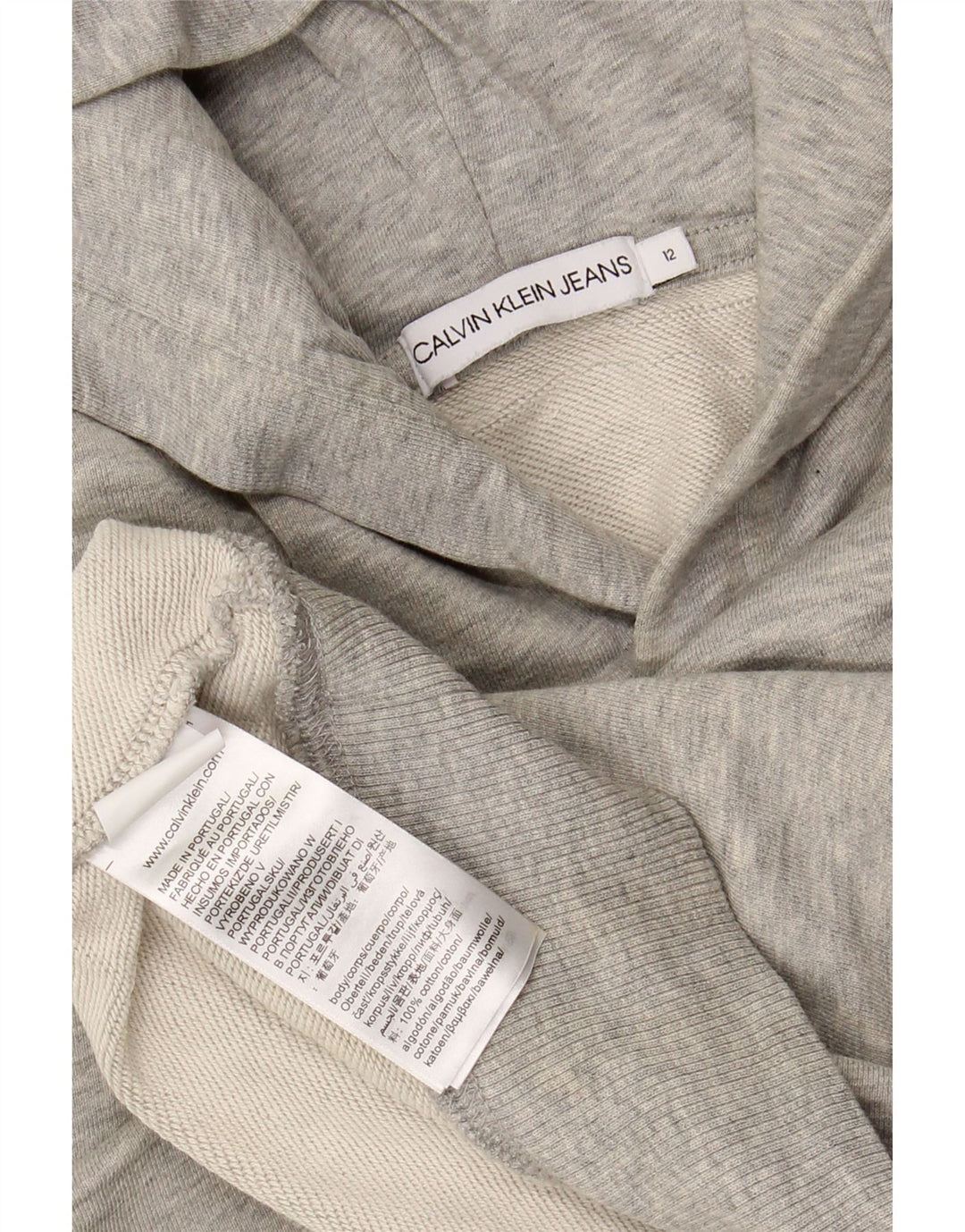 CALVIN KLEIN JEANS Grafisk hættetrøje til piger 11-12 år Grå bomuld