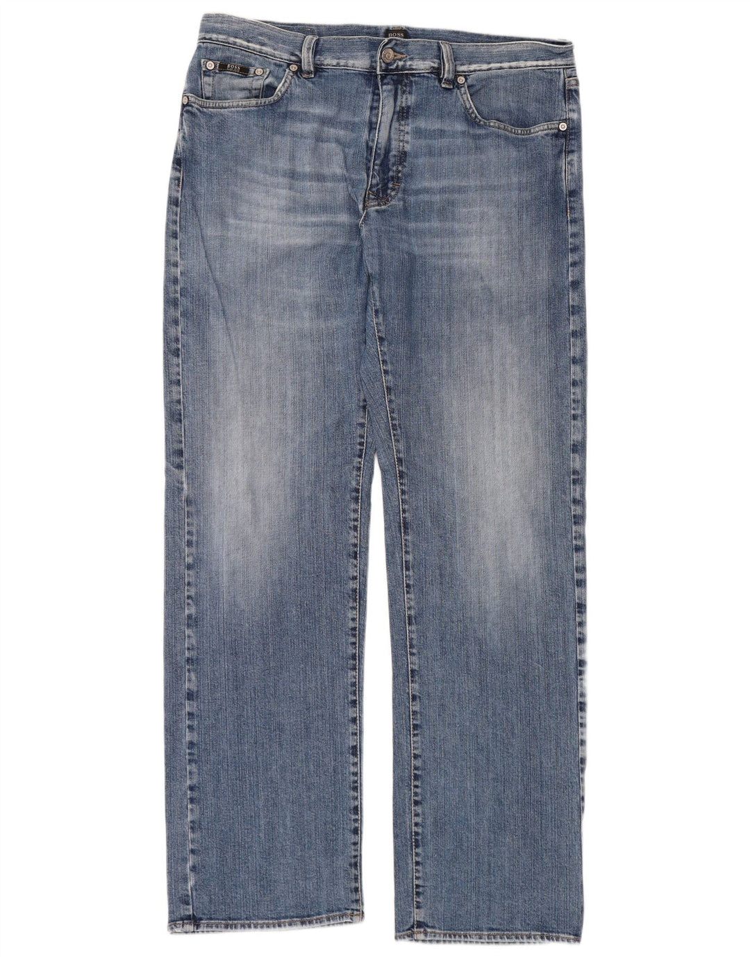 HUGO BOSS Herre Texas Straight Jeans W36 L34 Blå Bomuld
