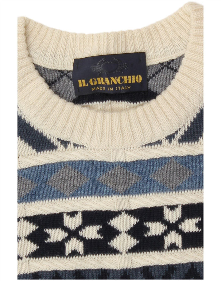 Il Granchio Herre Crew Neck Jumper Sweater Stor Blå Geometrisk
