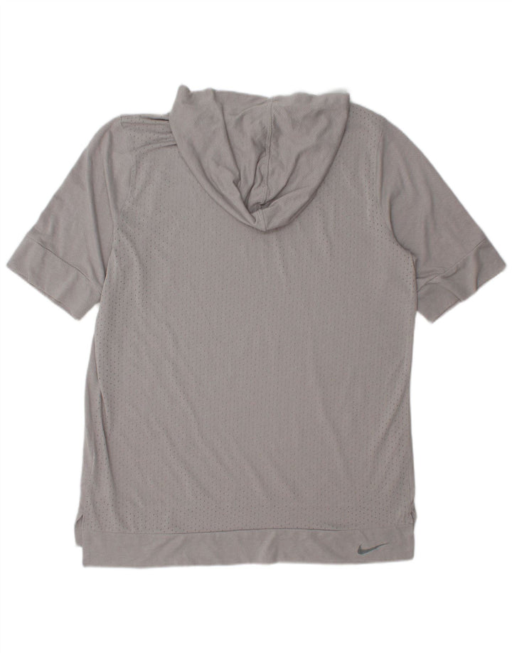 Nike Herre Dri Fit T-shirt med hætte mellemgrå polyester