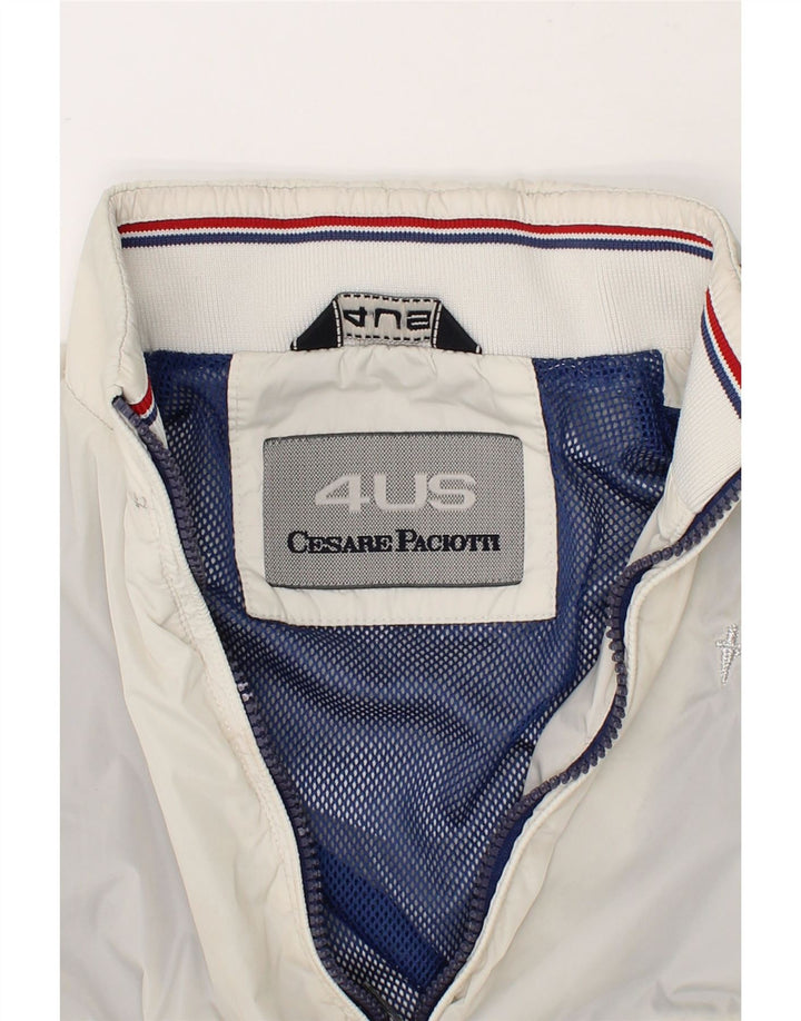 CESARE PACIOTTI Boys Graphic Hooded Bomber Jacket 3-4 Years White Vintage Cesare Paciotti and Second-Hand Cesare Paciotti from Messina Hembry 