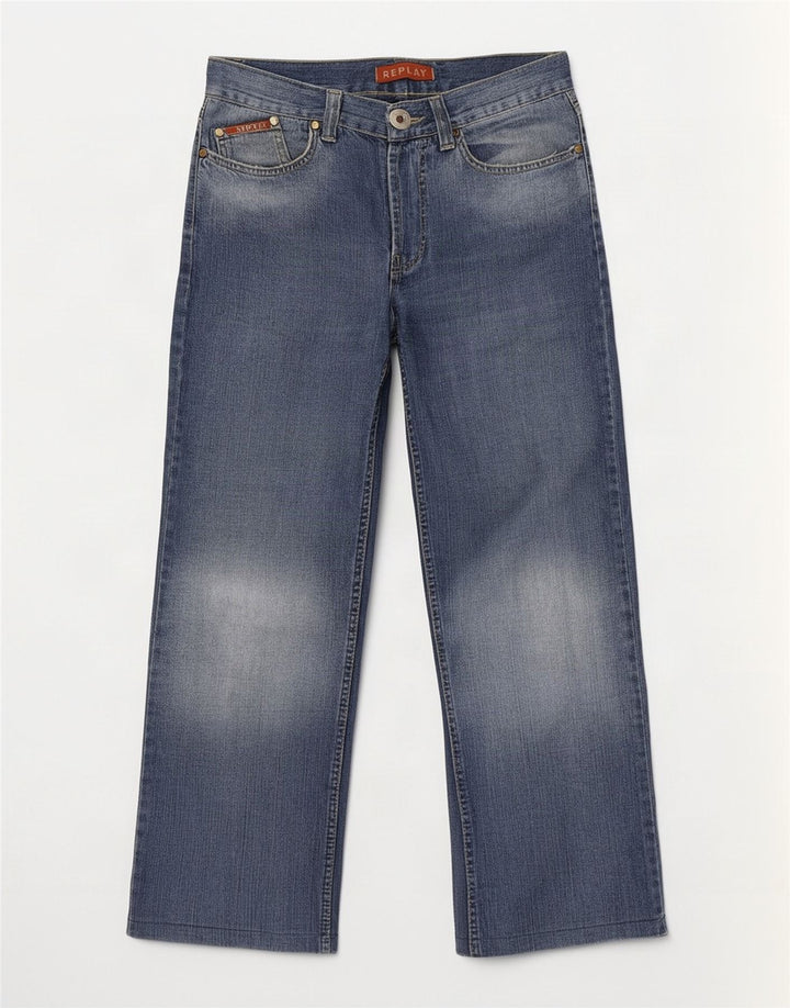 Replay Herre Straight Jeans W30 L27 Blå Bomuld