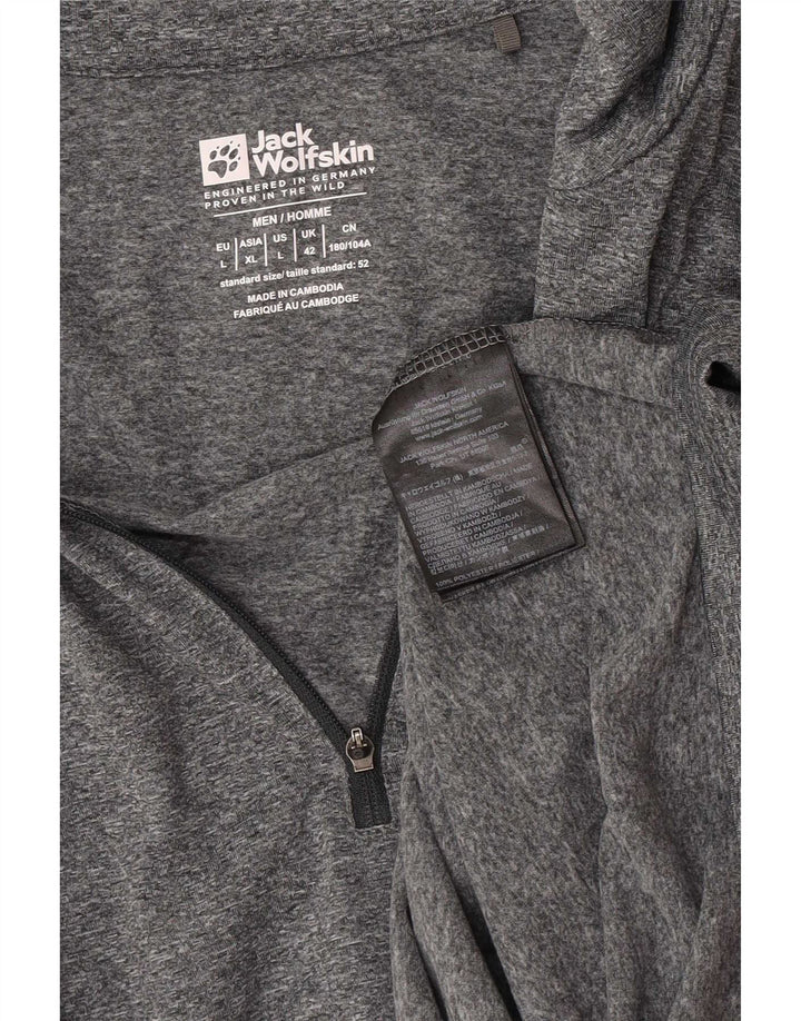 Jack Wolfskin Herre Zip Neck Pullover Træningsdragt Top UK 42 Stor Grå