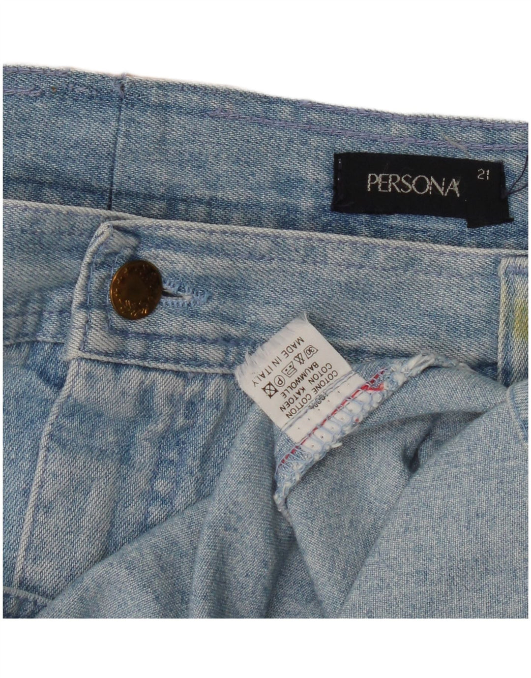 Persona Dame Denim Nederdel Størrelse 21 Medium W30 Blå Bomuld