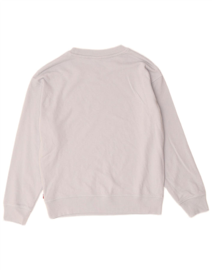 LEVI'S Dame Oversized grafisk sweatshirt Jumper UK 6 XS Blå Bomuld