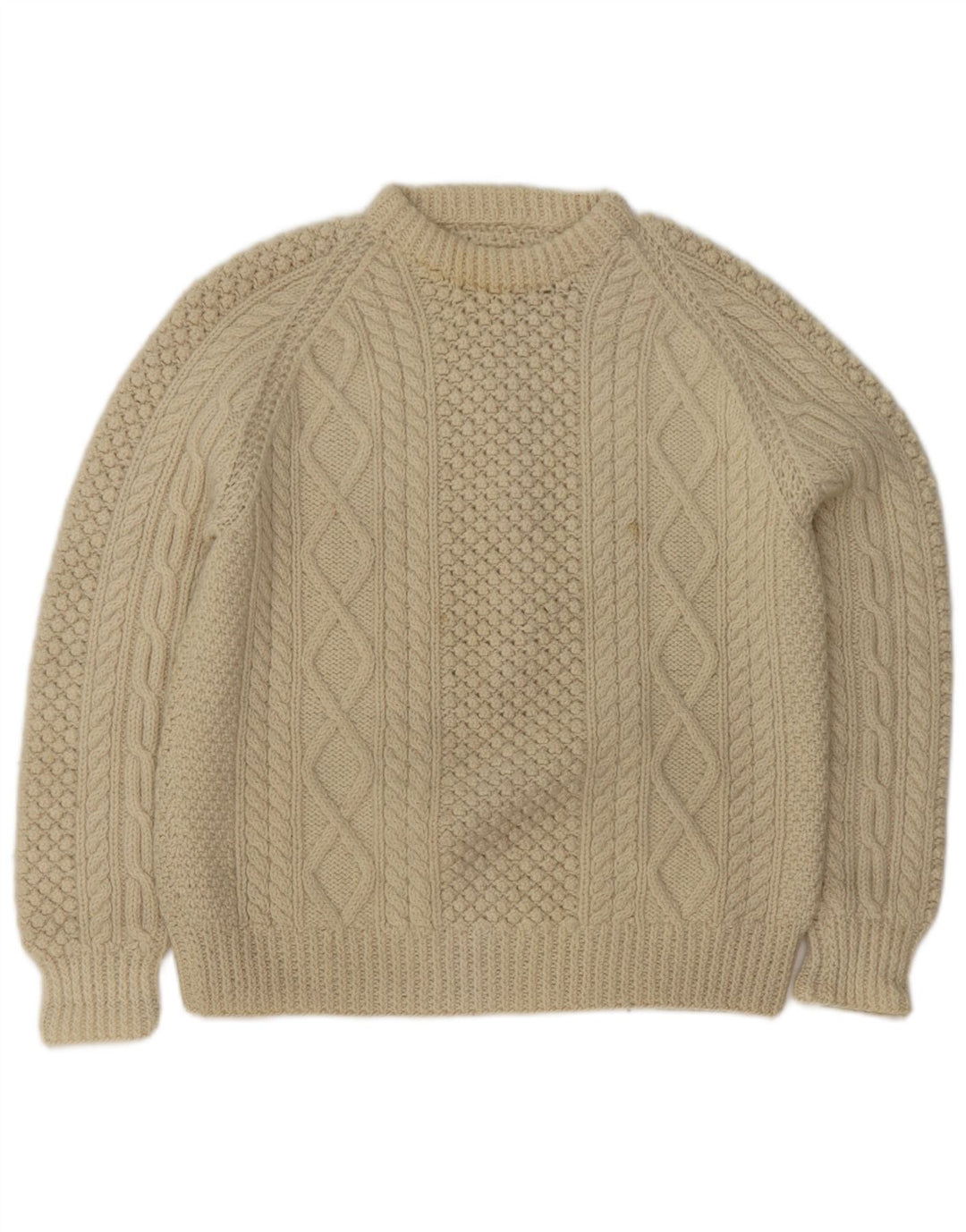 Vintage sweater med rund hals til mænd Medium Off White