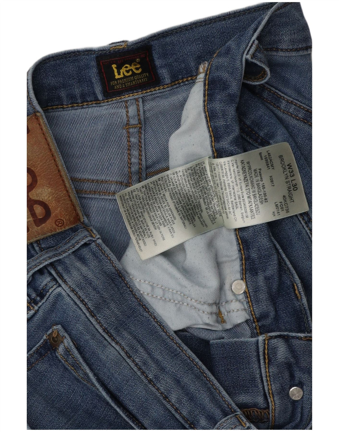 Lee Mens Brooklyn Straight Straight Jeans W33 L30 Blå