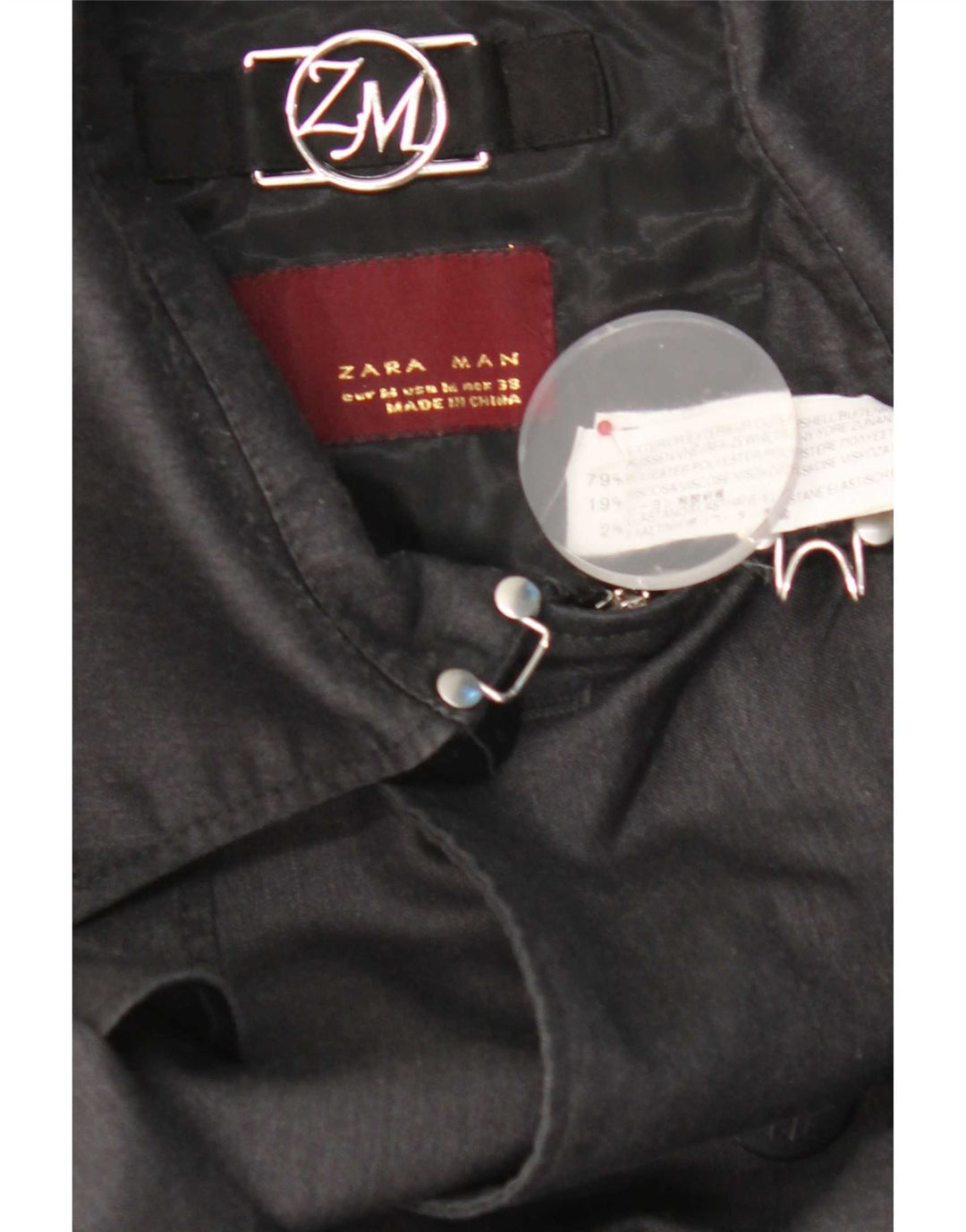 Zara Herre Dobbeltradet Bomber Jacket UK 38 Medium Grey Polyester