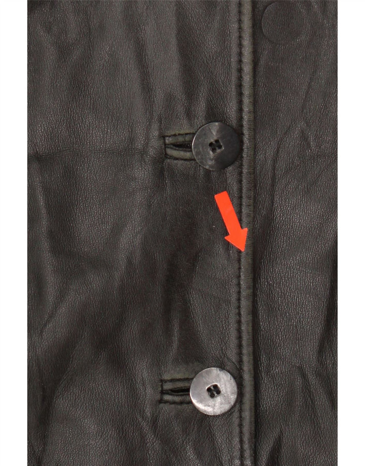 EFFEGI Womens Leather Coat IT 46 Large Black Leather Vintage Effegi and Second-Hand Effegi from Messina Hembry 