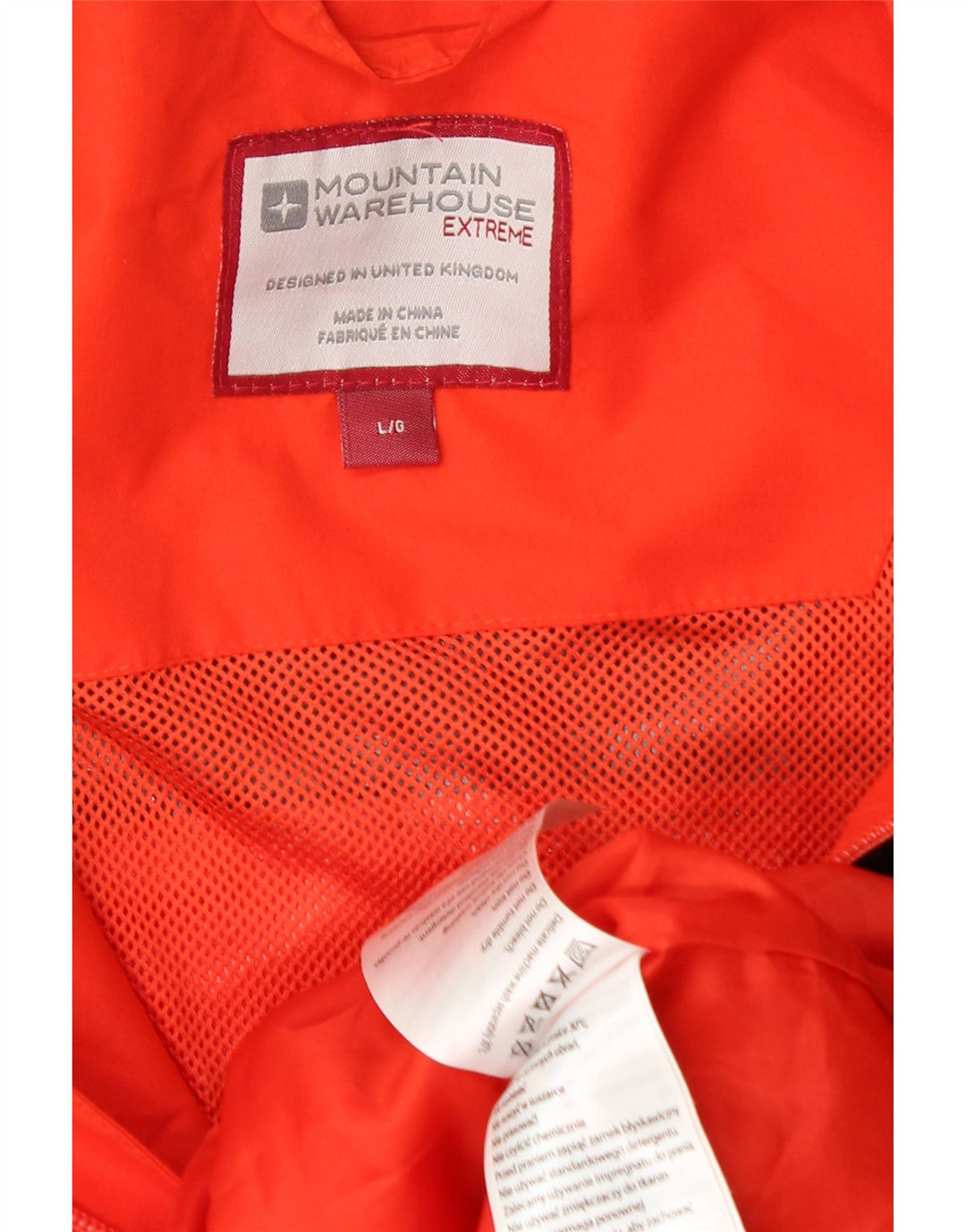 MOUNTAIN WAREHOUSE Regnjakke med hætte til mænd UK 40 Stor Orange Colourblock