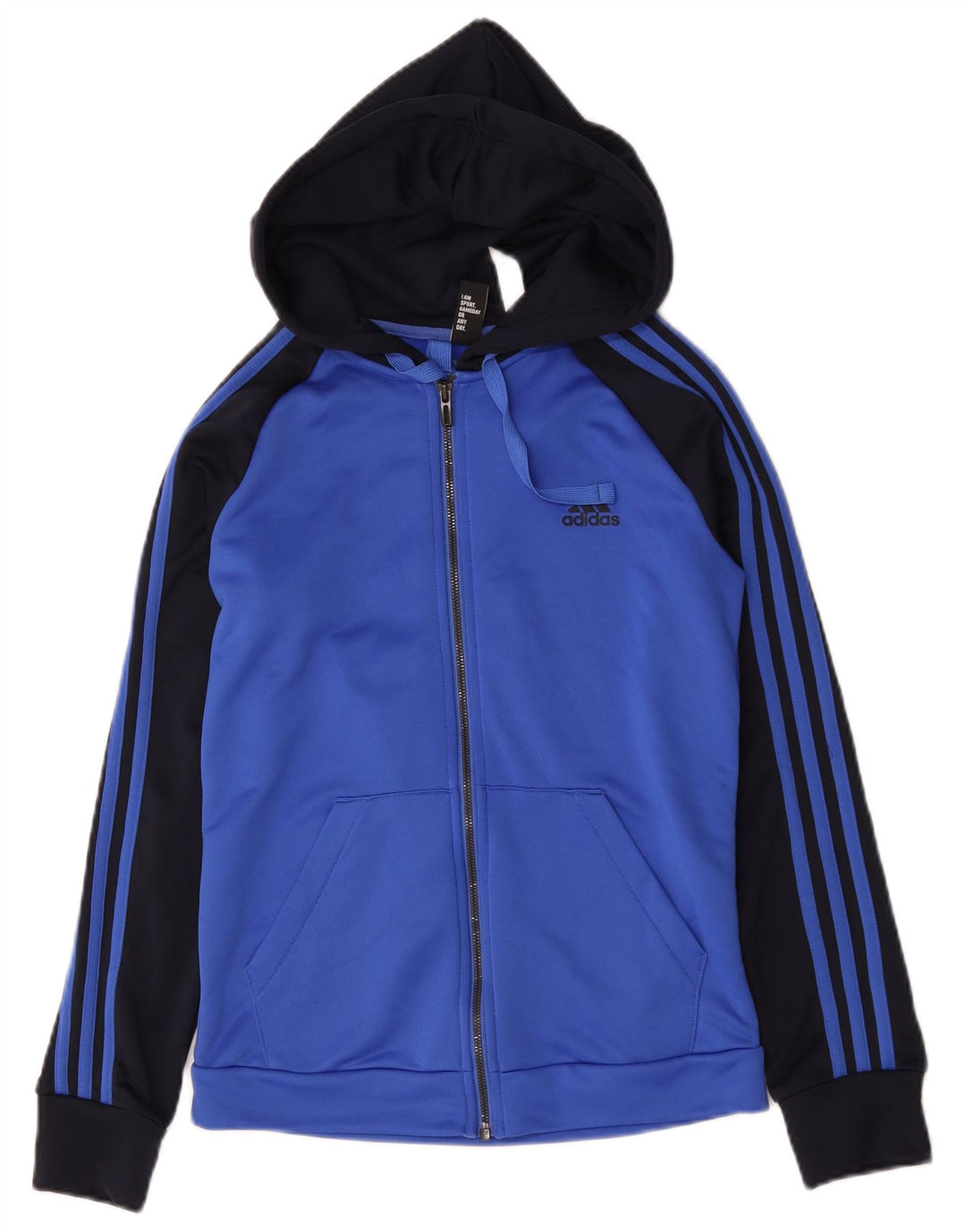 Adidas Dame Hættetrøje Sweater UK 12/14 Medium Blue Colourblock Polyester