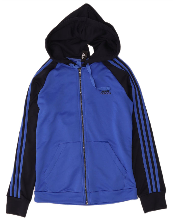 Adidas Dame Hættetrøje Sweater UK 12/14 Medium Blue Colourblock Polyester