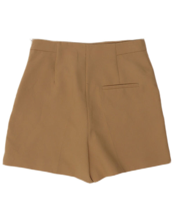 Zara Dame Højtalje Casual Shorts Medium W28 Beige Polyester