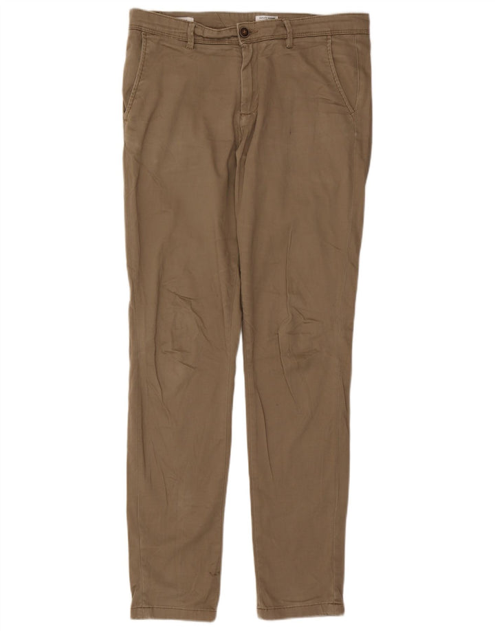 JACK & JONES Slim Chino Bukser til mænd W32 L32 Beige Bomuld