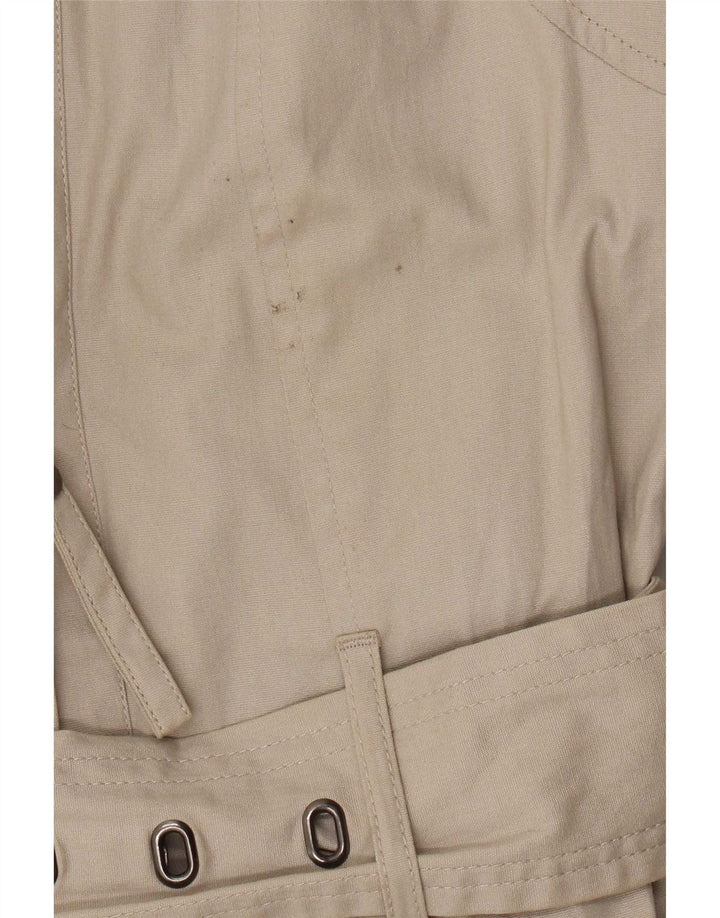 Zara Kvinder Kort Trench Coat UK 14 Medium Beige Bomuld