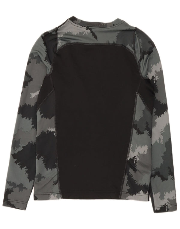 Nike Boys Fitted Grafisk Top Langærmet 13-14 år XL Sort Camouflage