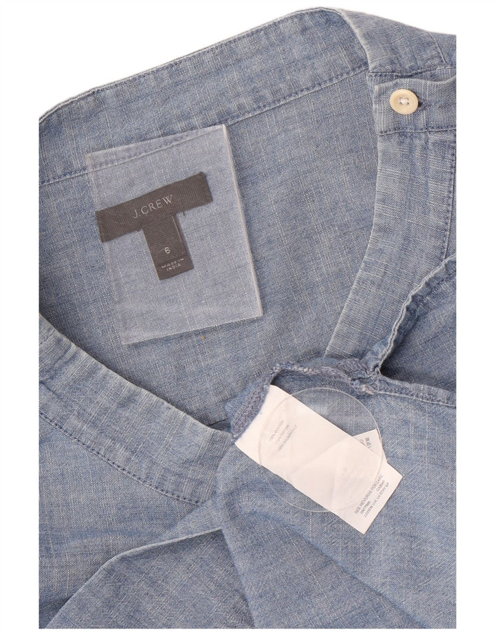 J. Crew Dame Langærmet Bluse Top US 6 Medium Blue Bomuld