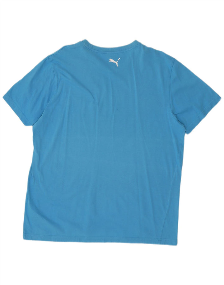 Puma Herre Grafisk T-Shirt Top XL Blå Bomuld