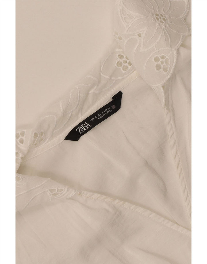Zara Womens Crop Bluse Top UK 10 Small White