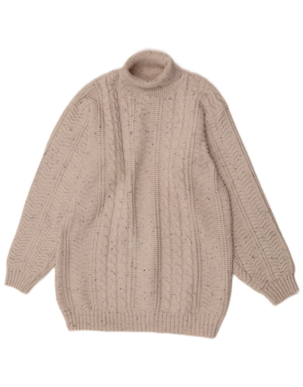 Vintage Herre rullehals sweater XL hvid Flecked akryl