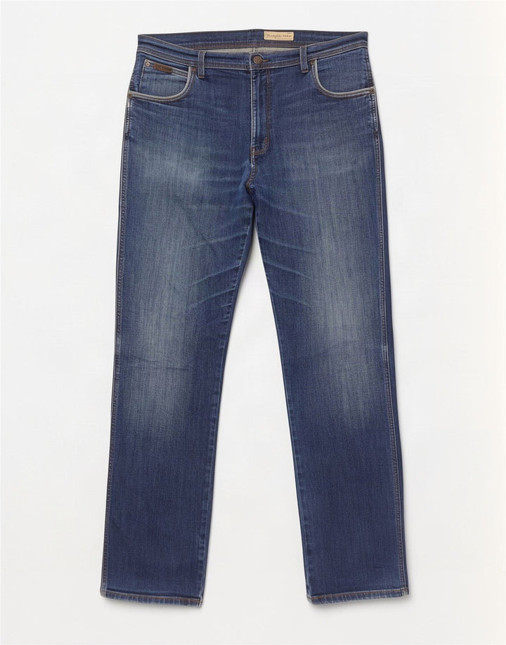 Wrangler Herre Texas Stretch Straight Jeans W38 L34 Blå Bomuld