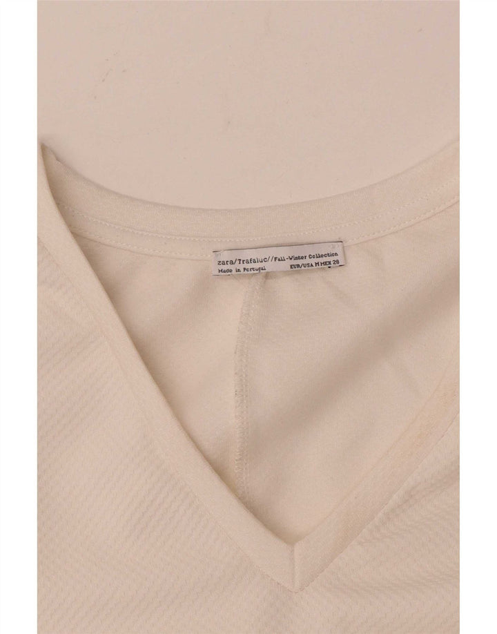 Zara Dame Trafaluc Top Langærmet UK 14 Medium Off White