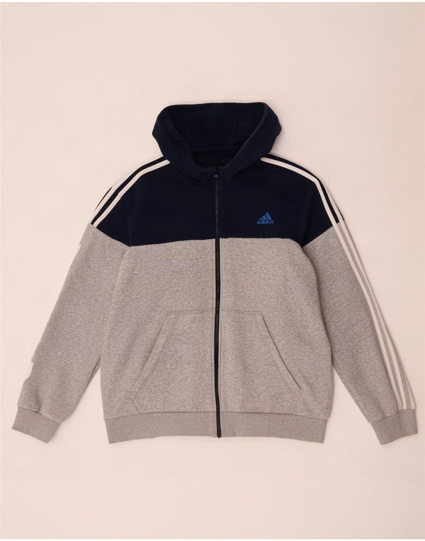 Adidas Herre grafisk hættetrøje med lynlås XL Grå Colourblock Bomuld