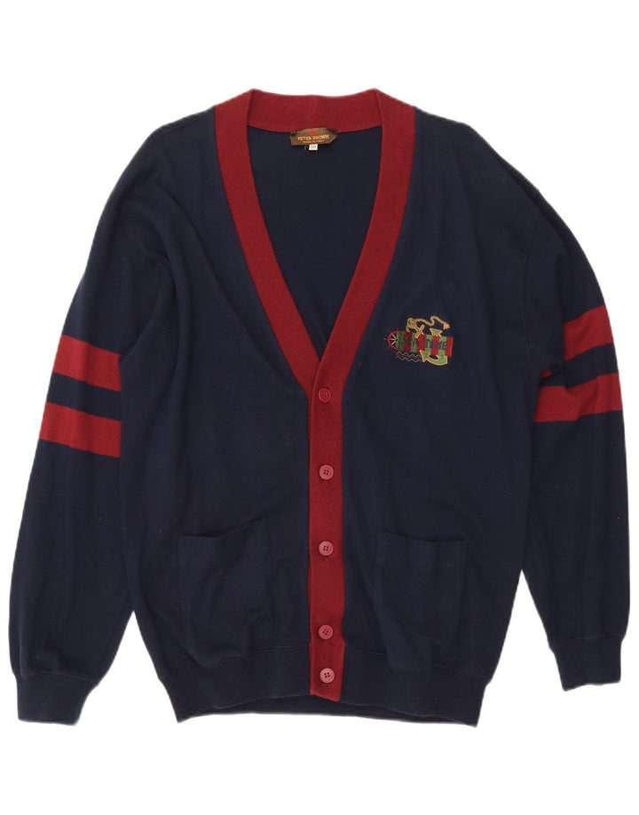 Peter Brown Herre cardigan sweater IT 50 Mellem marineblå bomuld